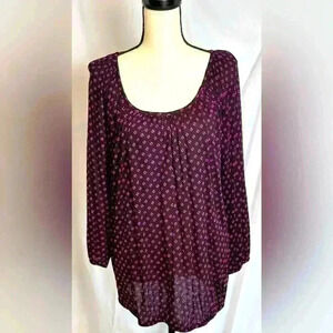 Michael Kors Black with Dark Pink Blouse Elastic Waist Size XL